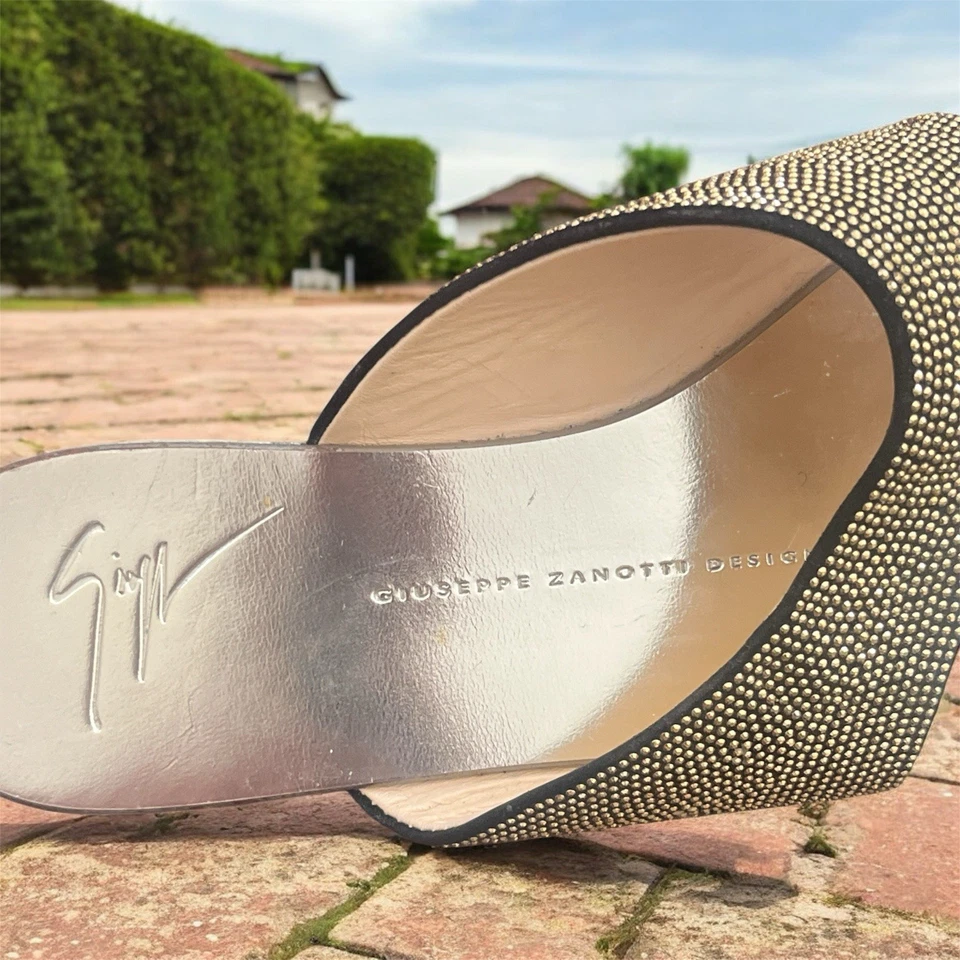 Giuseppe Zanotti Women's Sandals, Size 39 (8.5), Gold Studded - Image 2 of 2