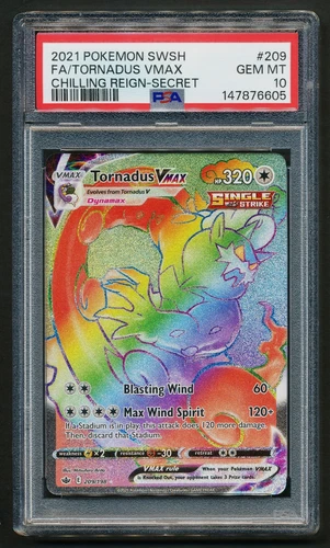 Tornadus VMAX 209/198 Rainbow Secret Rare Pokémon 2021 Chilling Reign PSA 10 GEM