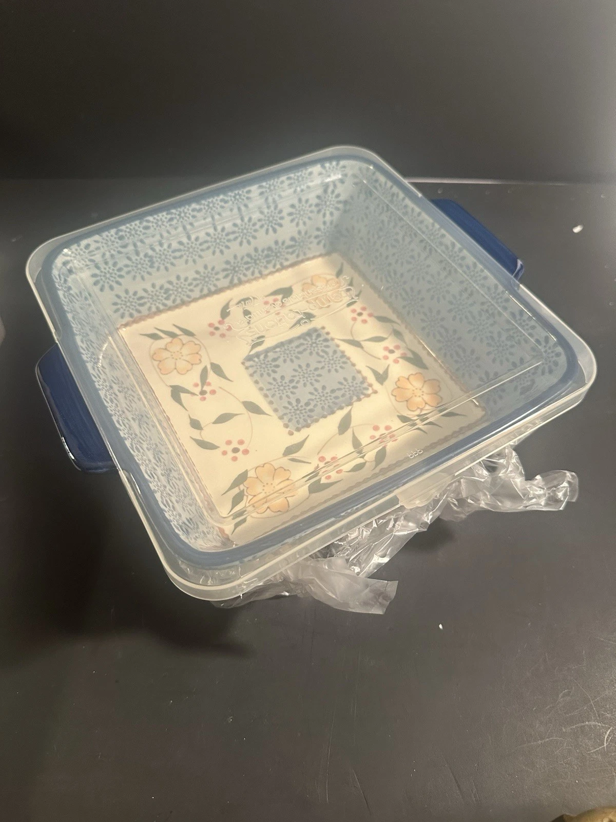 Temptations Blue Heritage Bakeware 12x12 Inch Pan With Lid and Rack- NIB