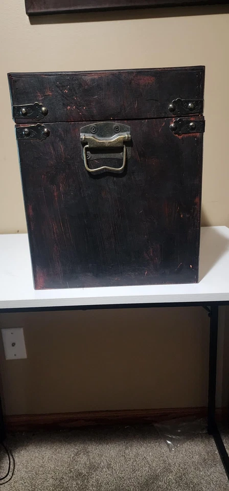 Vintage Decorative Wooden Storage Trunk Box Chest Suitcase 16x13x11 Latch Handle - Image 4 of 4