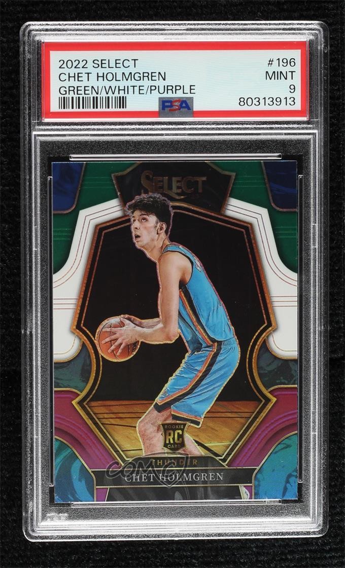 2022 Select Green White Purple Prizm Chet Holmgren #196 PSA 9 MINT Rookie RC 2l4