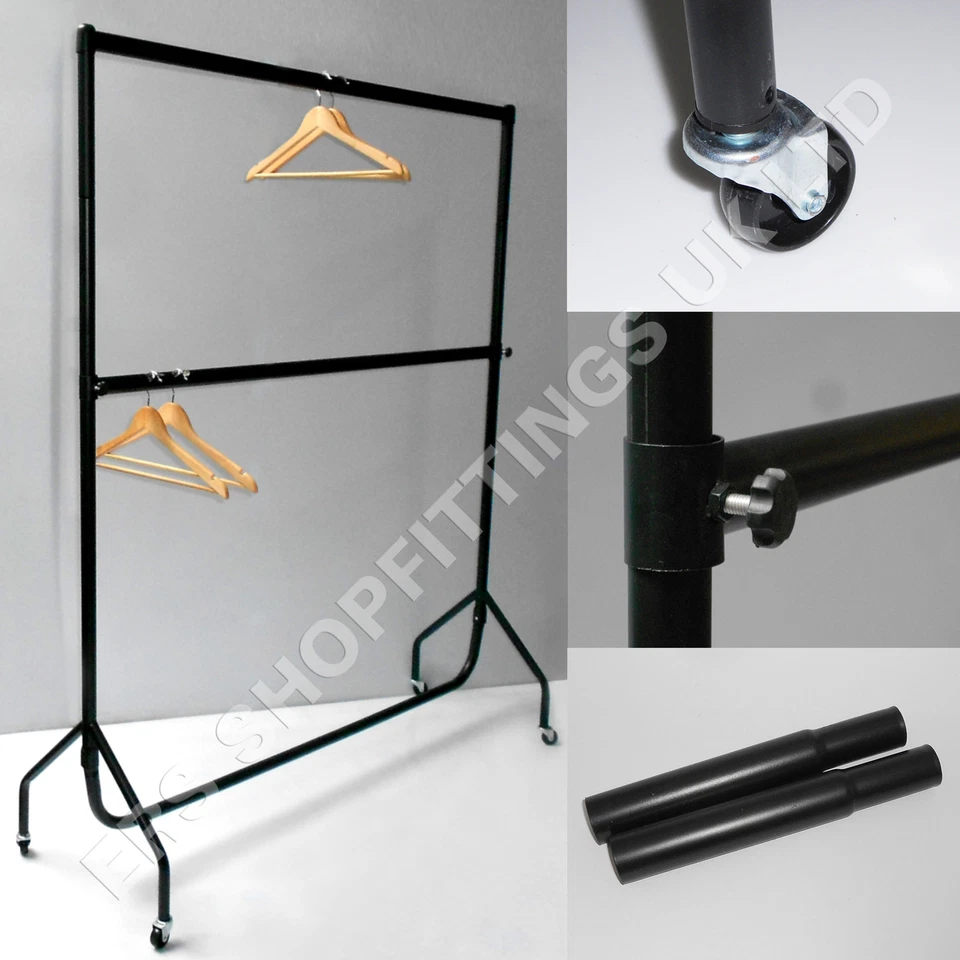 GARMENT RAIL 6ft LONG 7ft HIGH DOUBLE HANGING SPACE FOR YOUR CLOTHES
