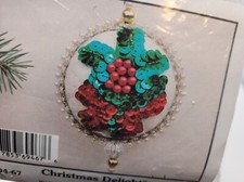 Merri Mac CHRISTMAS DELIGHT Satin Pinning Sequin Bead Vtg Christmas Ornament Kit