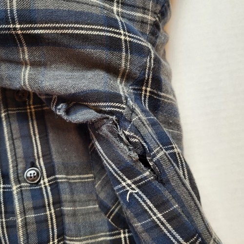 Puritan Fleece Lined Shirt Mens Gray Plaid Long Sleeve Button W41 - Picture 4 of 5