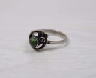 Vintage 875 RUSSIAN SILVER Handmade Women's Ring Green Natural Stone Size 8