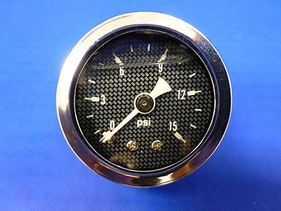 #ad Marshall Gauge 0 15 psi Fuel Pressure Oil Pressure 1.5quot; Carbon Fiber Face Liquid $28.00