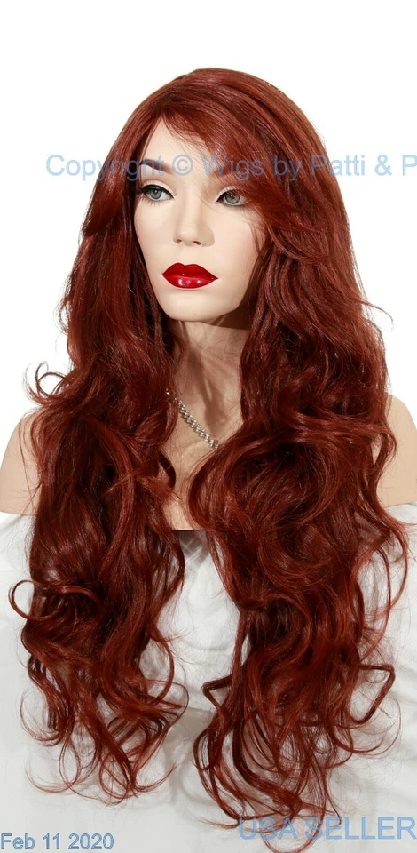 PERUCA TOP PELE LONGA ENCARACOLADA SEGURA CALOR | T33.130 MARROM VERMELHO | QUENTE SEXY EUA VENDA 107 - Imagem 2 de 4
