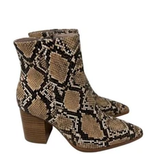 Raye Revolve Merit Size 6.5 High Heel Bootie Natural Snake Skin Embossed