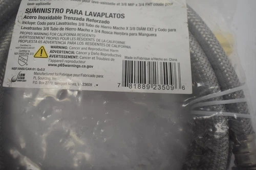 ProFlo Stainless Steel Braid 3/8" x 60" Dishwasher Water Supply Connector Kit - Picture 3 of 6