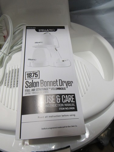 StellaPro Salon Bonnet Hair Dryer 1875 New in Box Model 9908 (O52M) - Picture 9 of 11