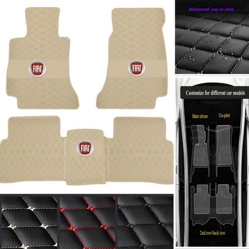 For Fiat 500/500L/500X Car Floor Mats Custom Waterproof PU Leather Carpets Rugs - Imagen 22 de 38