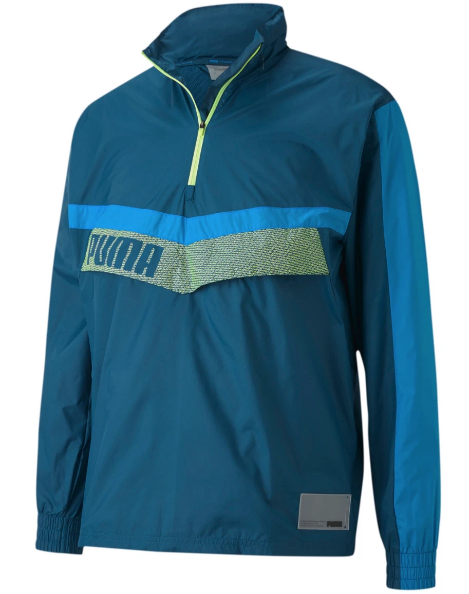 PUMA Men s Blue Multi Train Woven Colorblocked Half Zip Jacket NEW NWT
