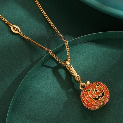 Juicy Couture Halloween Pumpkin Lantern Orange Crystal Pendant Keychain