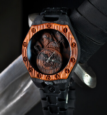 Lonely Viking Handcrafted Wooden watch Viking Mens gift bog oak