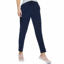 Women's Nine West Navy Blue Tie Front Tapered Soft Pants Size 4