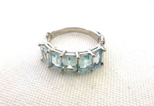 NWT Aquamarine Dinner Ring 2.5 TCW Rhodium over Solid 925 Sterling Silver Size 8