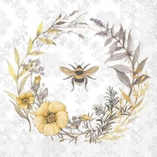 Boston International - Easter -  Bee Wildflower Wreath Lunch Napkin - L933300