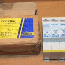 One Erico Critec TDS50-3BR-600DCSP Din Surge Diverter 2xTDS150 1SR-150 1x1SR-277