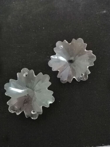 100 14mm Crystal Clear Glass Faceted Snowflake 2-Hole Connector Suncatcher Beads - Picture 1 of 4