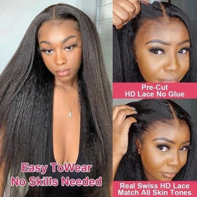 Yaki Kinky Straight 13x4 Lace Front Human Hair Wig Go  display picture 3