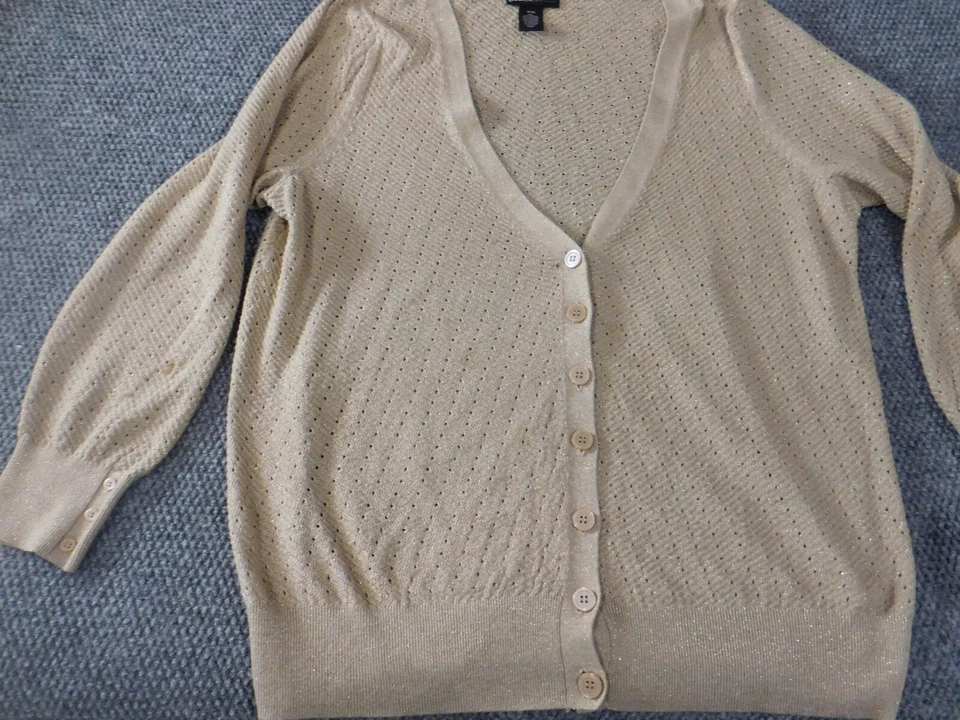 Suéter Lane Bryant Mujer 18 Plus Beige Cárdigan Botón Elástico Foto 3 de 4