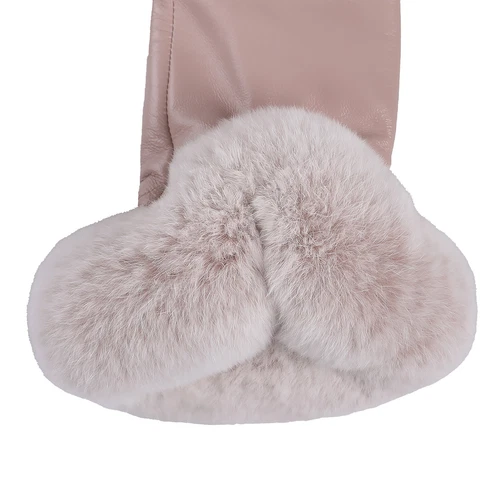 Women's Winter Genuine Leather Gloves Rex Rabbit Fur Warm Trim Cuff Velvet Lined - Picture 75 of 88