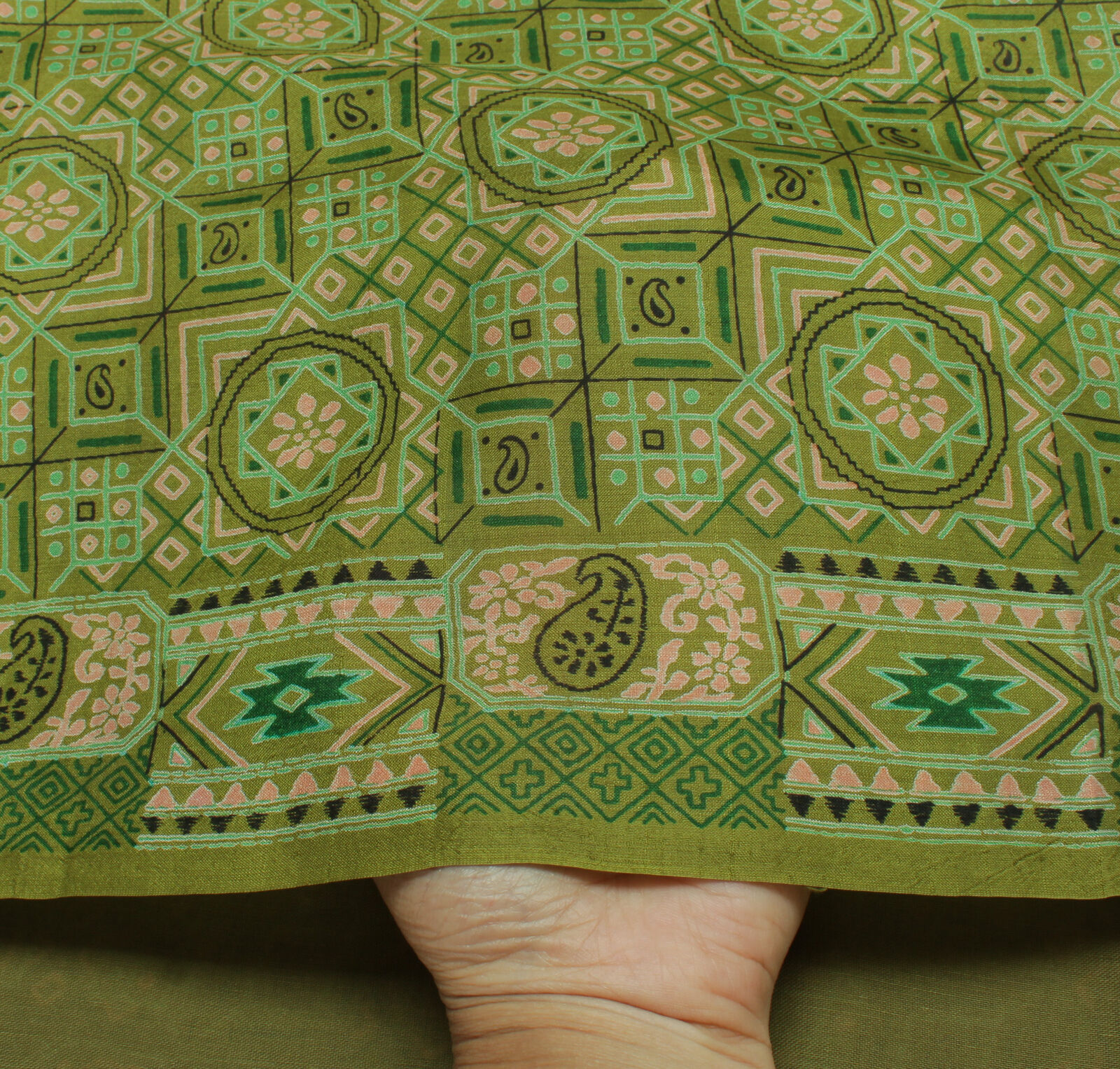 Sushila Vintage Green Indian Saree 100% Pure Silk… - image 8
