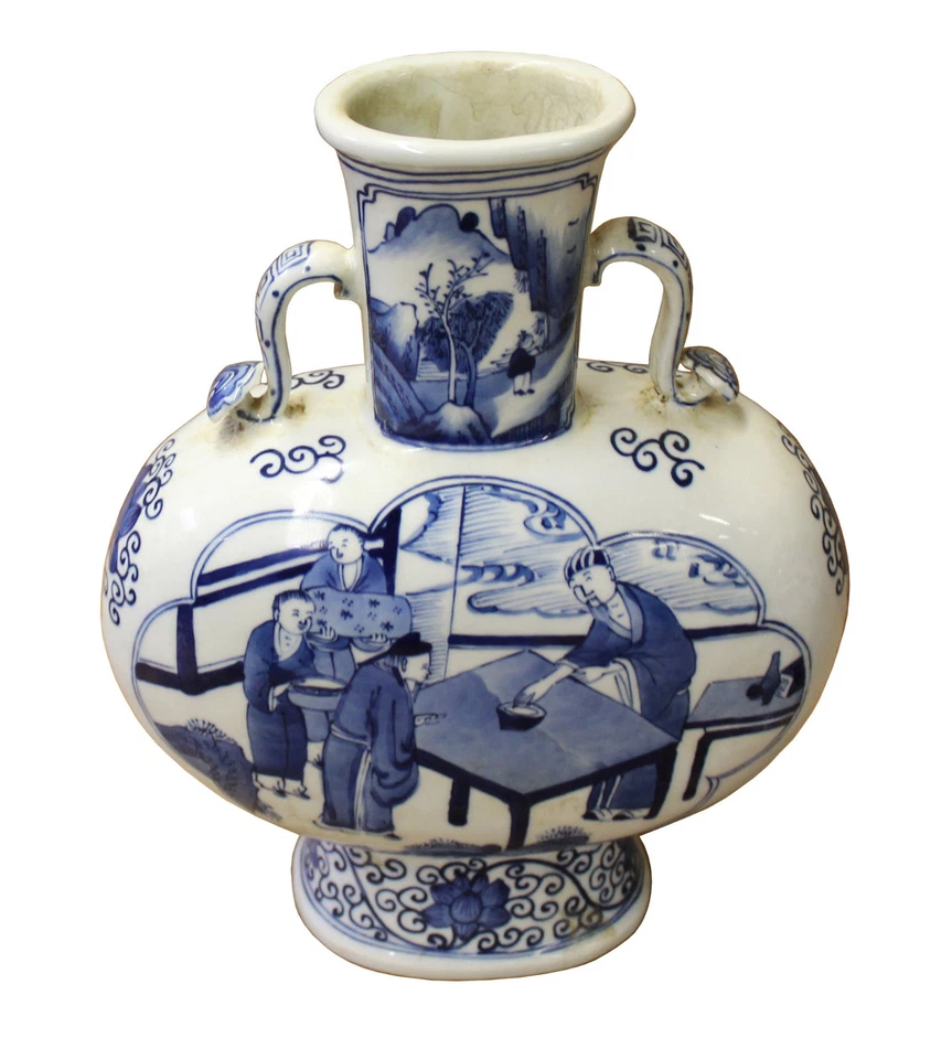 Китайская сине-белая фарфоровая ваза в форме фляги cs3025 - Изображение 4 из 4