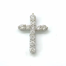 Cross motif Necklace WG WhiteGold melee diamond cross Pendant Head 18K WG di...