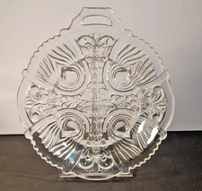 Vintage Indiana Glass KILLARNEY CLEAR 8" Round Divided Relish Dish