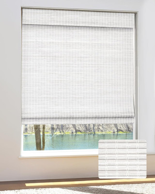 Cordless Bamboo Roman Shades 31''x64'' in Alpine Ivory - Stylish Window Blinds