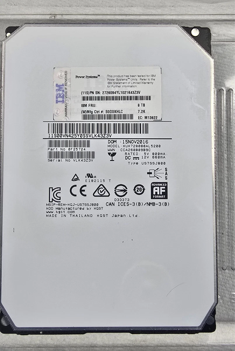 HGST SAS Internal Hard Disk Drives 8 TB Storage Capacity for sale