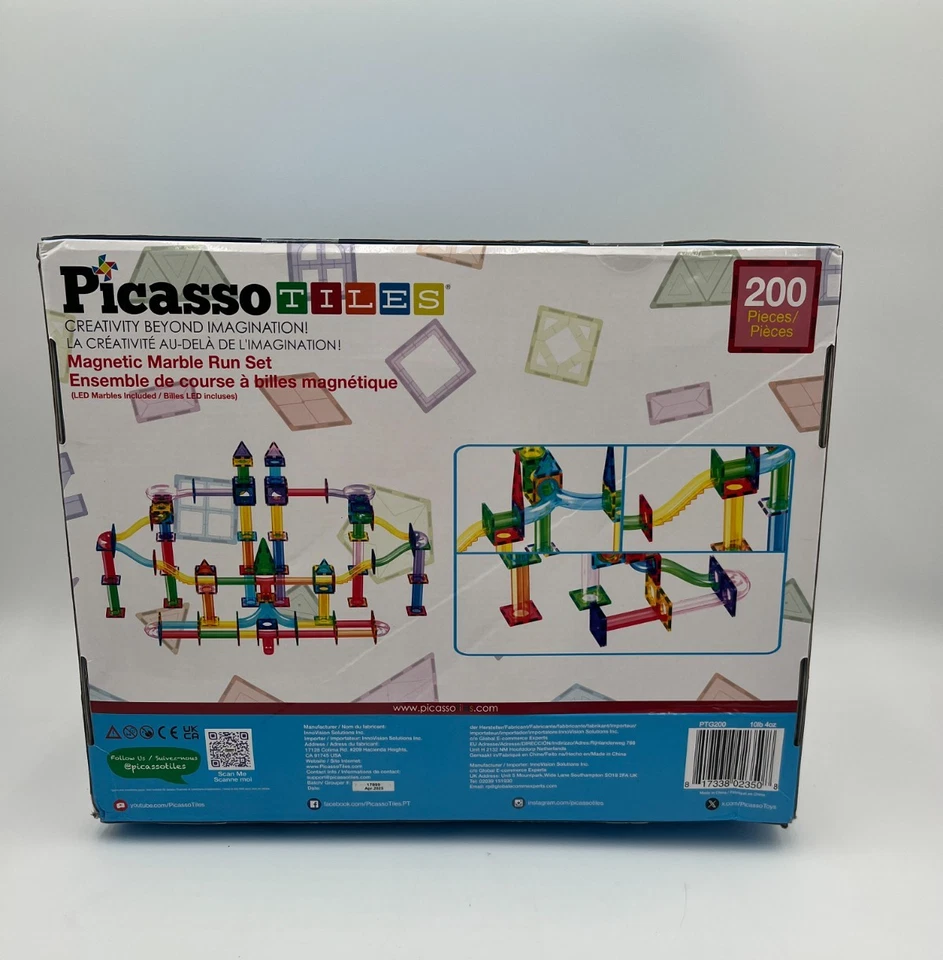 Picasso Tiles 200pc Magnetic LED Marble Run Building Block Set - Image 2 of 4