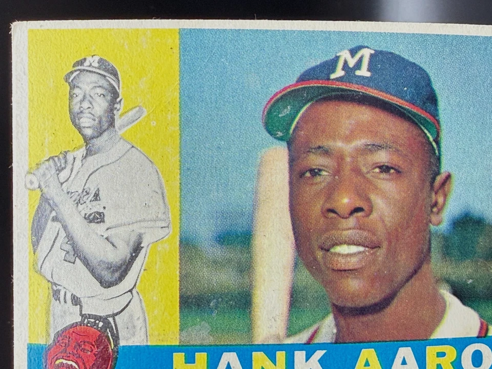 Винтажная бейсбольная карточка 1960 Topps No300 Hank Aaron HOF - Изображение 3 из 4