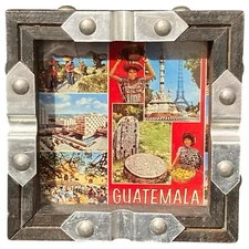 Vintage Wood and Metal Guatemala Souvenir Ashtray - Rare Find