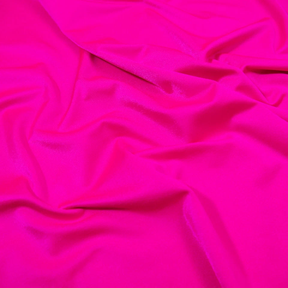 Hot Pink Nylon Spandex Stretch Fabric Synthetic Fuchsia Sewing Material Remnant - Image 4 of 4