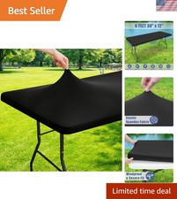 Spandex 6 Foot Rectangle Table Cloth, Elastic Fitted Tablecloths for Picnic, ...
