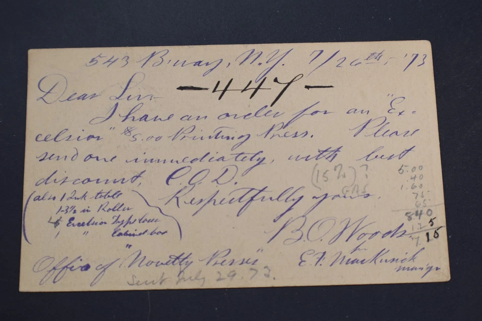 UX1 *LARGE USPOD* 1 C Brown USED Inverse A NY City Cancel Postcard - Image 3 of 3