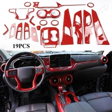 For Chevrolet Blazer 2019-2026 Interior Kit Full Set Cover Trim ABS Red Carbon