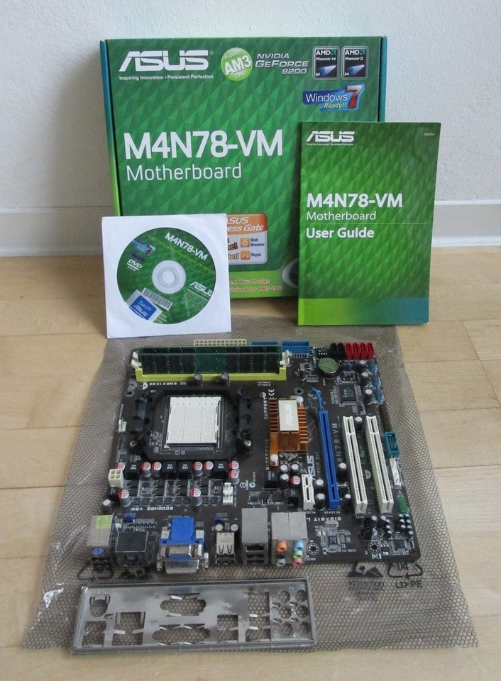 Asus M4N78-VM inkl. 8GB RAM mATX Mainboard AM2+/AM3 nForce 720a GeForce 8200 OVP