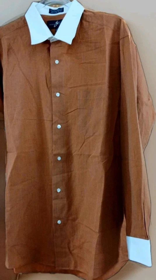 Camisa social masculina Giorgio Brutini gola branca marrom jogador mod dinheiro limpo - Imagem 3 de 4