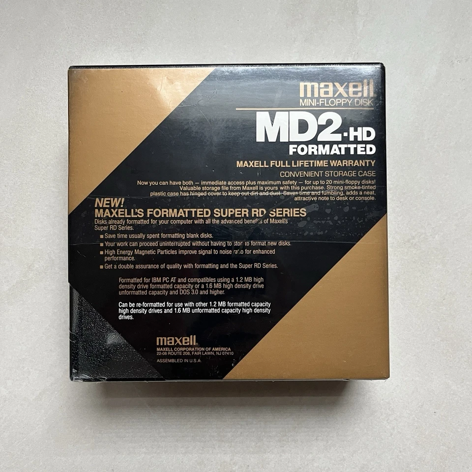 Maxell Mini-Disquete-MD2-HD Paquete de 20 - 5-1/4" Alta Densidad con Almacenamiento Hecho en EE. UU. Foto 2 de 4