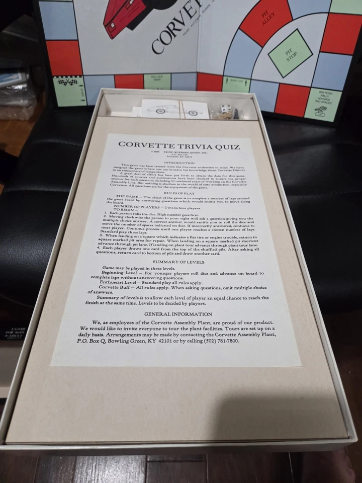 VINTAGE Corvette Trivia Quiz Game COMPLETE 1985 Faust Kutzman Queen Chevy RARE - Image 4 of 4