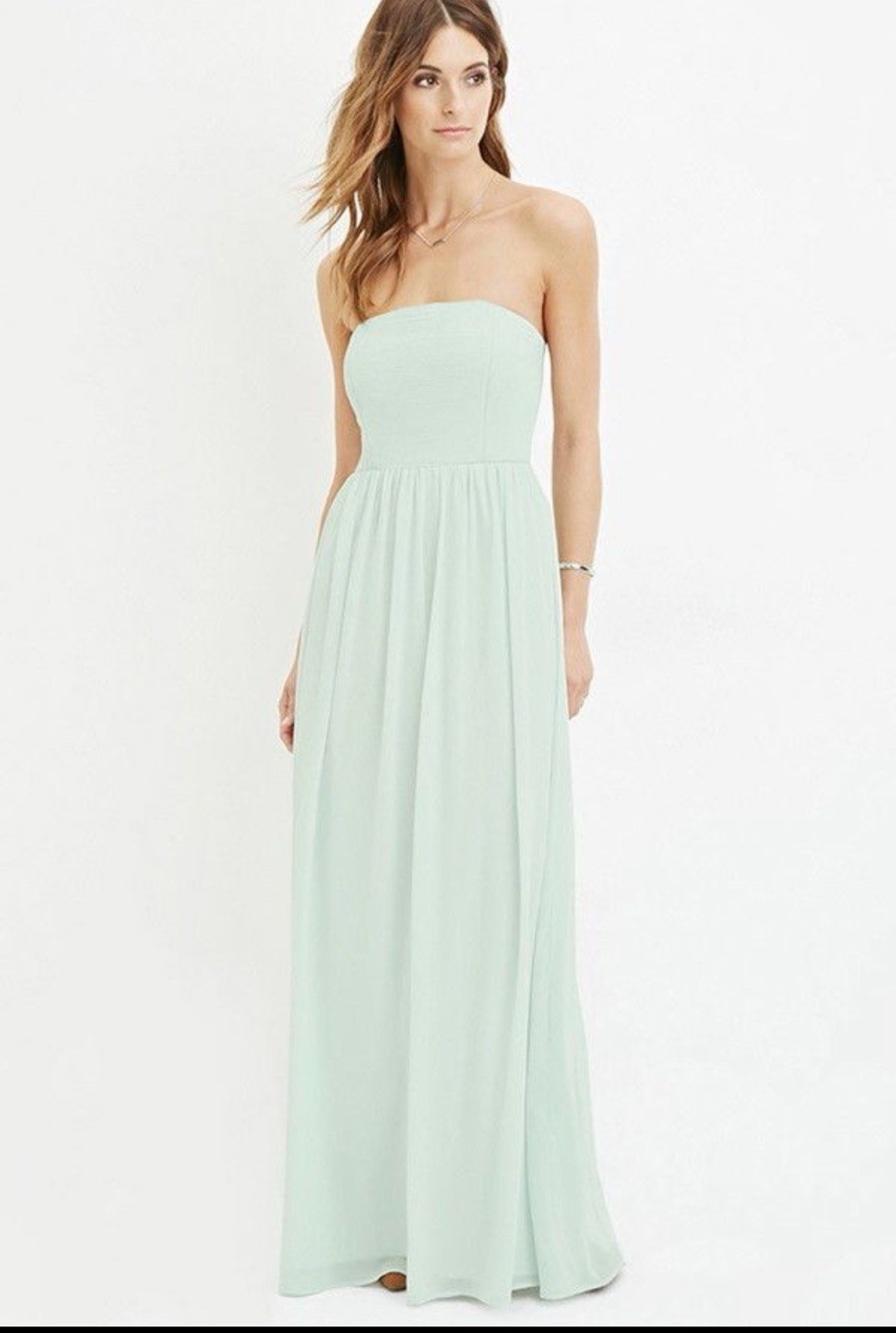 Forever 21 Contemporary Mint Strapless Maxi Dress • Formal / Evening • Size L