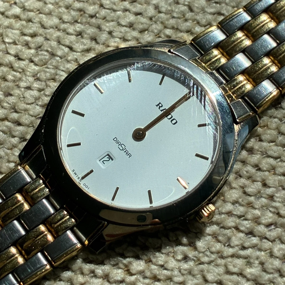 17 45-350243-04 [Y] (2) RADO DIASTAR ラドー ダイヤスター 黒文字盤