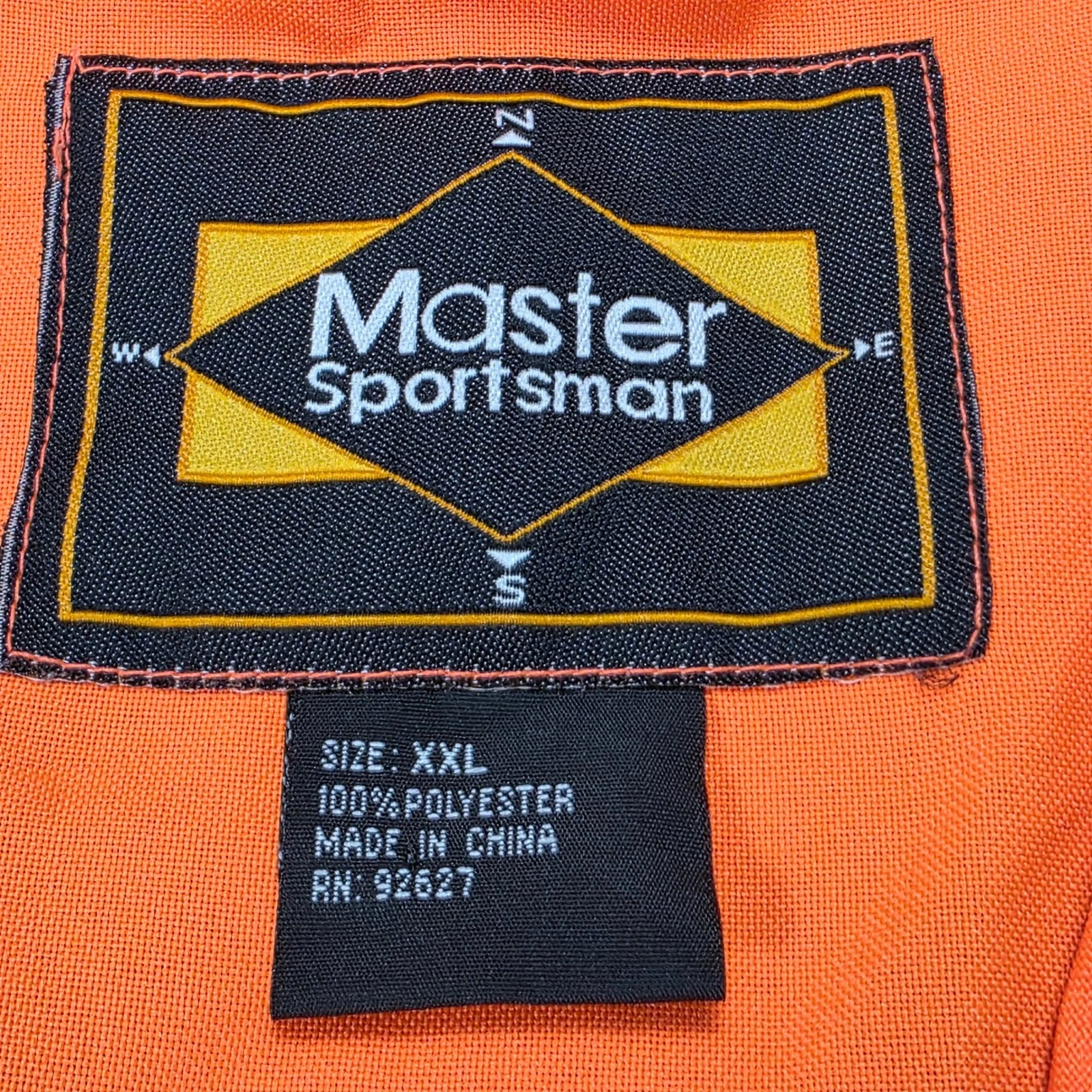 Men's 2XL Master Sportsman Hunting Fishing Blaze Orange Pockets Zip Vest