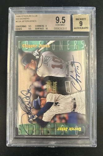 DEREK JETER 1999 TOPPS STADIUM CLUB CO-SIGNERS AUTO BGS 9.5/9 GEM MINT SP