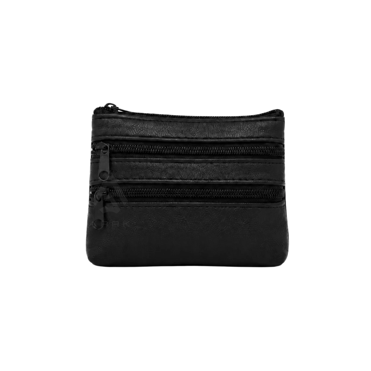Black nappa leather multi-zip pouch wallet image 2