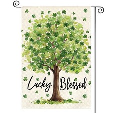 St Patricks Day Garden Flag 12x18 Inch Double Sided Outside, Lucky Blessed Sham
