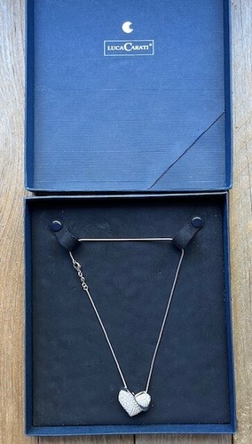 Luca Carati Diamond Unique Pendant Heart Necklace 18K White Gold